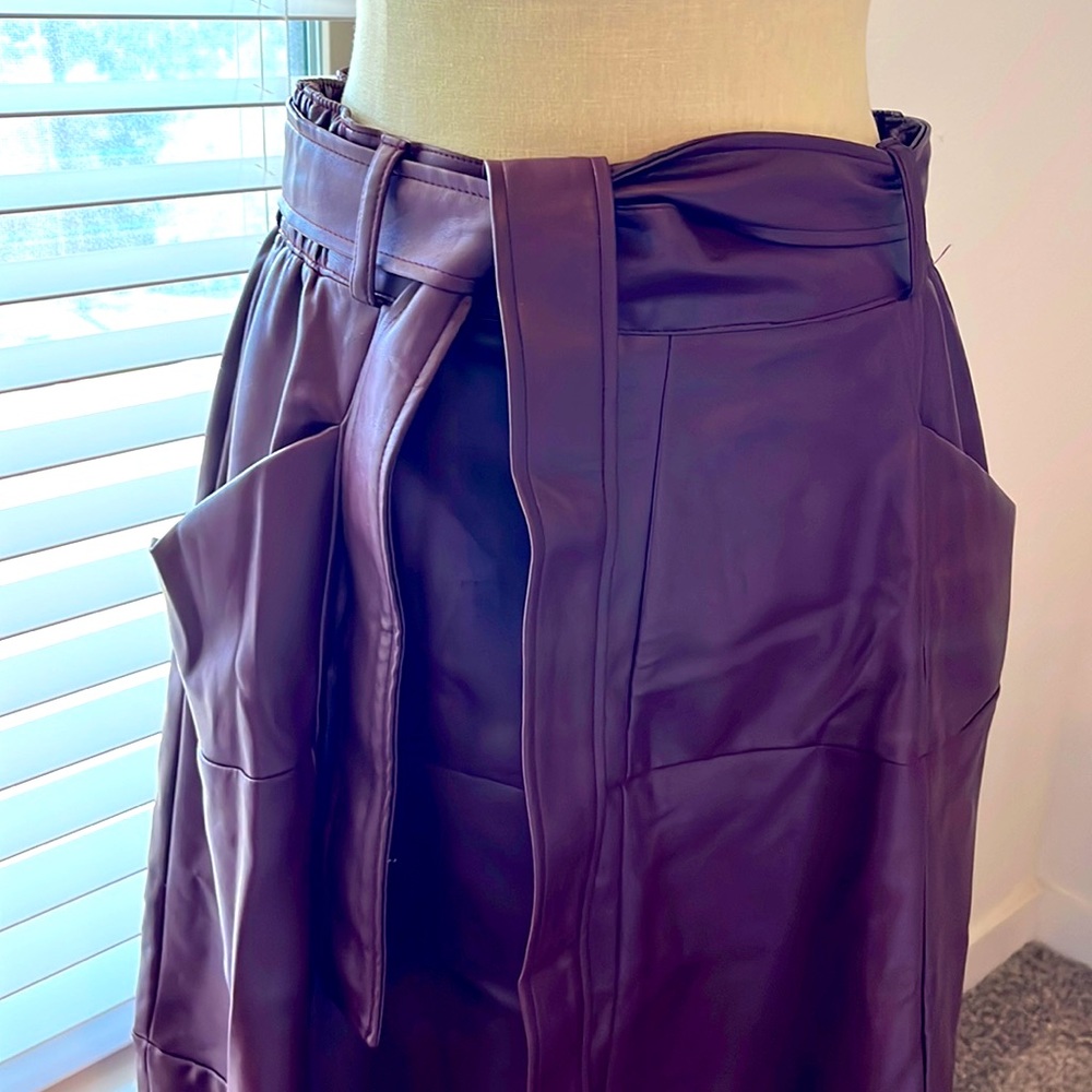 Anthropologie burgundy pleather skirt